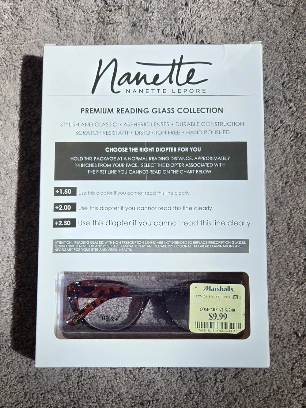 Nanette Lepore Trio Reading Glasses - Black, Pink, Tortoise +2.50, NIP